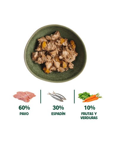 Wild Balance menú cocinado de pavo y pescado blanco 400gr
