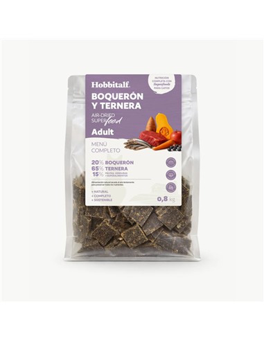 HOBBITALF SUPERFOOD CAT BOQUERÓN TERNERA 800gr