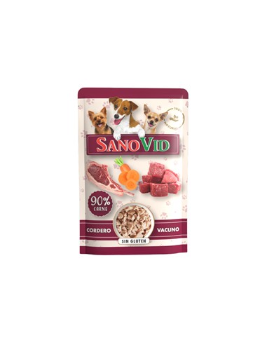 SANOVID POUCH PERRO CORDERO Y VACA 85gr