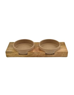 SET COMEDEROS BAMBÚ CON SOPORTE